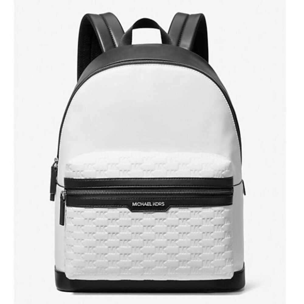 Michael Kors Bright White & Black Cooper Logo Embossed Backpack NWT - Picture 16 of 16